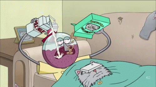 A Cartoon Character Is Pouring Milk From A Carton Into A Glass GIF