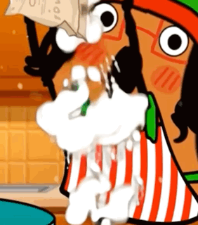A Cartoon Character Is Pouring Milk Into A Glass GIF