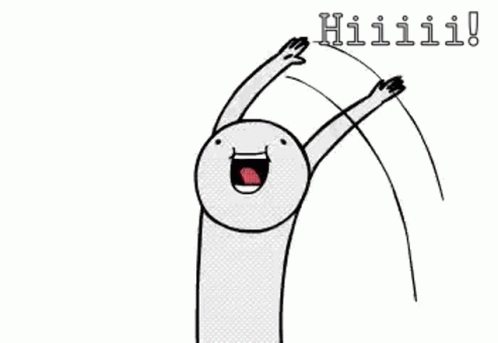 A Cartoon Character Is Raising His Arms In The Air And Shouting . GIF