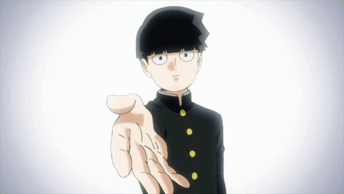 a cartoon character is reaching out his hand towards the viewer
