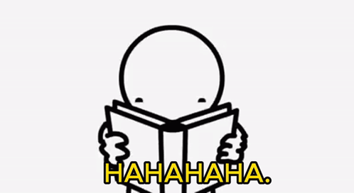 A Cartoon Character Is Reading A Book With The Words `` I Can 'T Read '' Written Below Him . GIF