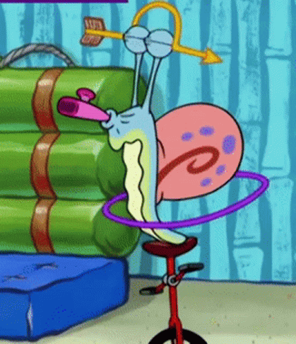 A Cartoon Character Is Riding A Bike With A Hula Hoop Around His Neck GIF