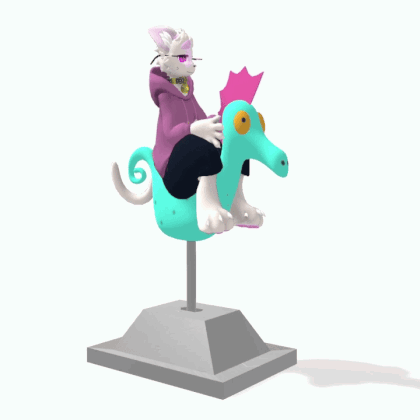 A Cartoon Character Is Riding On The Back Of A Blue Seahorse GIF
