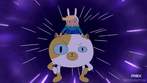 Cartoon Riding On Back Of Cat With Max Logo GIF