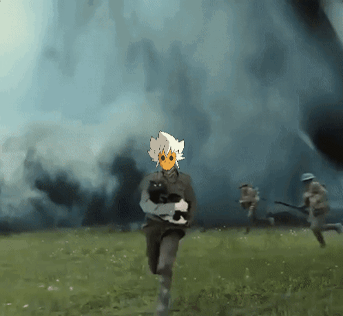 Cartoon Running In Field With Smoke GIF