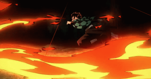 A Cartoon Character Is Running Through A Flame GIF
