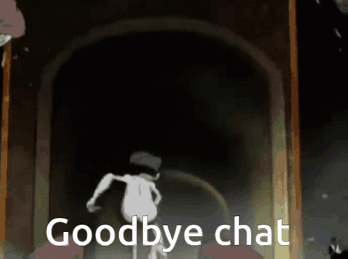 A Cartoon Character Is Running Through A Tunnel And The Words Goodbye Chat Are Visible GIF