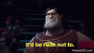 A Cartoon Character Is Saying " It 'D Be Rude Not To " GIF
