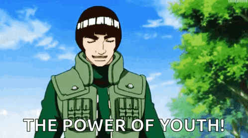 A Cartoon Character Is Saying The Power Of Youth . GIF