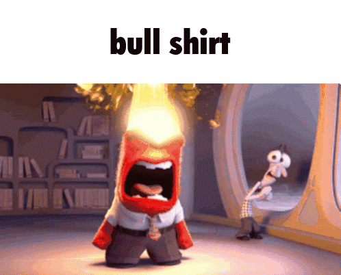 A Cartoon Character Is Screaming With The Words Bull Shirt Below Him GIF