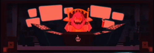 A Cartoon Character Is Sitting At A Desk With A Crown On It . GIF