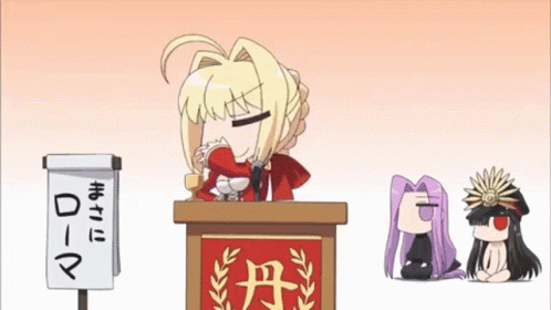 A Cartoon Character Is Sitting At A Podium With A Sign That Says `` Rome '' On It . GIF