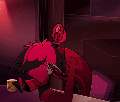 A Cartoon Character Is Sitting At A Table With A Cup Of Lemonade GIF