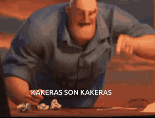 A Cartoon Character Is Sitting At A Table With The Words Kakeras Son Kakeras Written On The Bottom GIF