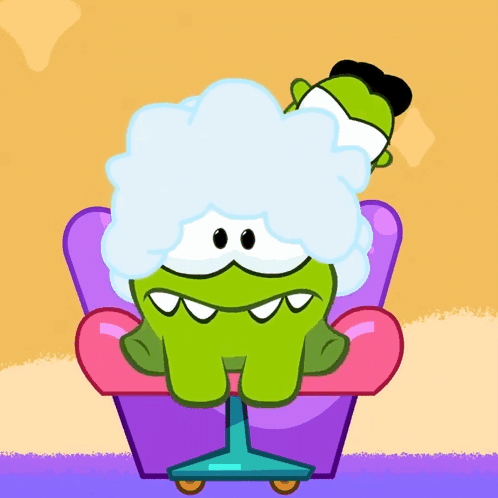 A Cartoon Character Is Sitting In A Chair With A Monster On Top Of It GIF