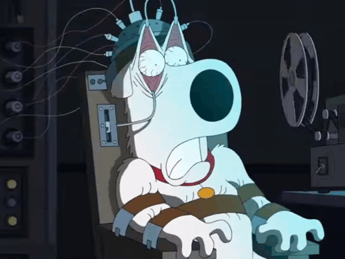 A Cartoon Character Is Sitting In An Electric Chair GIF