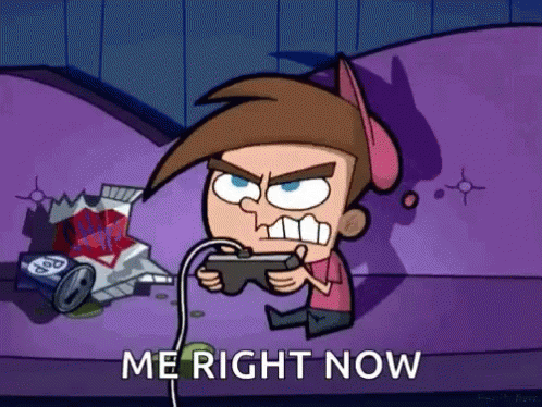 A Cartoon Character Is Sitting On A Couch Playing A Video Game With The Words Me Right Now Below Him GIF