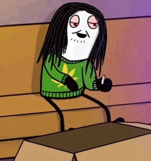 A Cartoon Character Is Sitting On A Couch With A Cigarette In His Hand . GIF