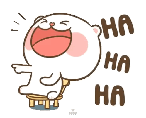 A Cartoon Character Is Sitting On A Stool And Laughing With The Words Ha Ha Ha GIF