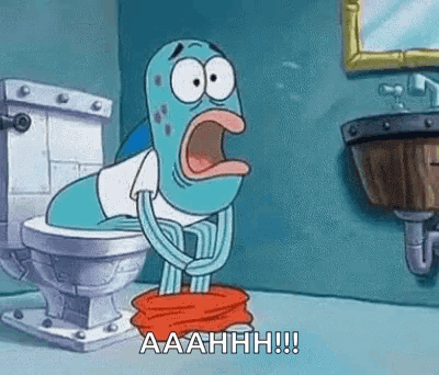 A Cartoon Character Is Sitting On A Toilet . GIF