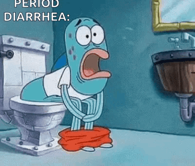 A Cartoon Character Is Sitting On A Toilet In A Bathroom With His Pants Down . GIF