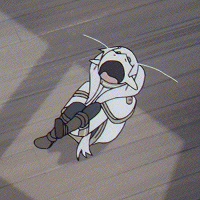 A Cartoon Character Is Sitting On A Wooden Floor With His Mouth Open . GIF