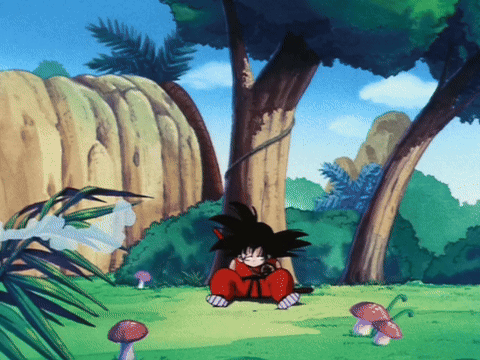 A Cartoon Character Is Sitting Under A Tree In A Field GIF