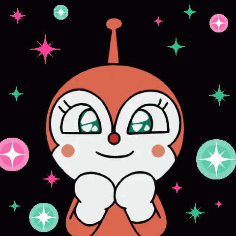 A Cartoon Character Is Smiling And Holding A Green And Pink Sphere GIF