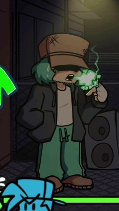 A Cartoon Character Is Smoking A Cigarette And Has A X On His Hat GIF