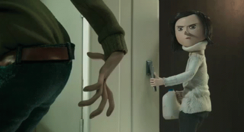 A Cartoon Character Is Standing In A Doorway Holding A Bottle Of Milk GIF