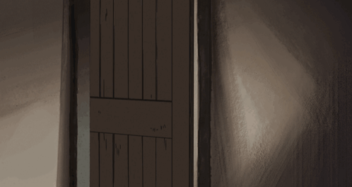 A Cartoon Character Is Standing In A Doorway With A Surprised Look On Her Face GIF