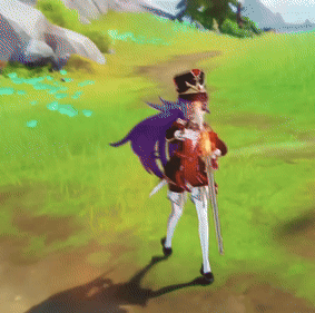 Cartoon With Sword And Purple Dragon In Field GIF