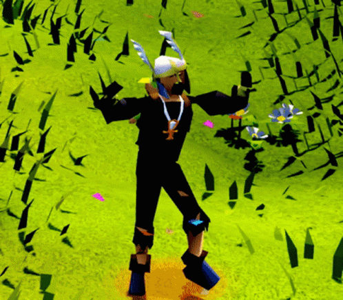 A Cartoon Character Is Standing In A Field Of Grass GIF