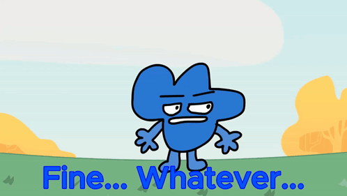 A Cartoon Character Is Standing In A Field With The Words Fine Whatever GIF