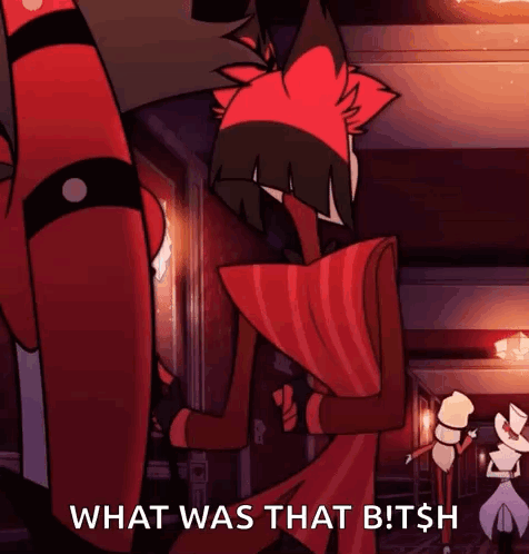 A Cartoon Character Is Standing In A Hallway And Says What Was That Bitch GIF