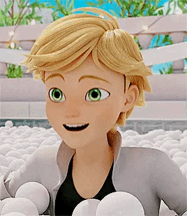 A Cartoon Character Is Standing In A Pile Of Eggs And Smiling . GIF
