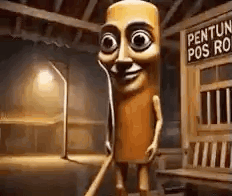 A Cartoon Character Is Standing In A Room With A Sign That Says Pennsylvania Post Office . GIF