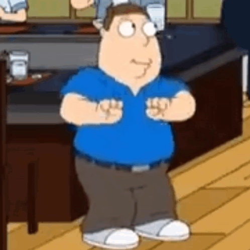 Cartoon Character Standing With Hands In Air GIF