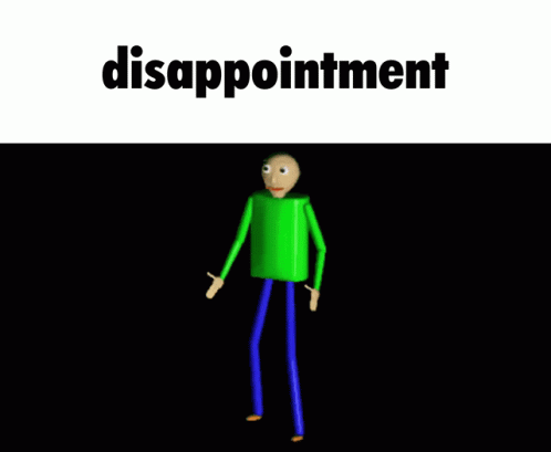 A Cartoon Character Is Standing In Front Of A Black Background That Says Disappointment GIF