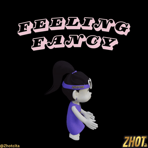 A Cartoon Character Is Standing In Front Of A Black Background With The Words Feeling Fancy GIF