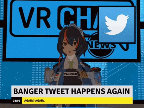 A Cartoon Character Is Standing In Front Of A Breaking News Headline That Says Banger Tweet Happens Again GIF