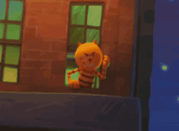 A Cartoon Character Is Standing In Front Of A Building GIF
