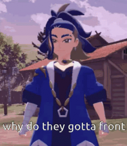 Cartoon Character In Front Of Building Asking Why Do They Gotta Front GIF