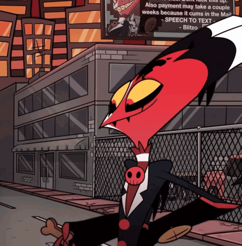 Cartoon Character In Front Of Building With Payment Notice GIF