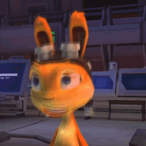 A Cartoon Character Is Standing In Front Of A Computer Monitor That Says ' A ' On It GIF