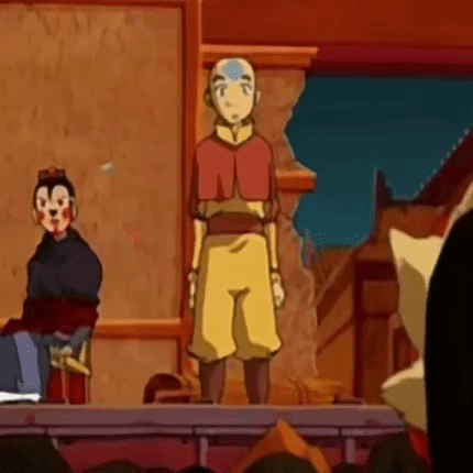 A Cartoon Character Is Standing In Front Of A Crowd Of People . GIF