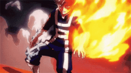 A Cartoon Character Is Standing In Front Of A Fire And Smoke . GIF