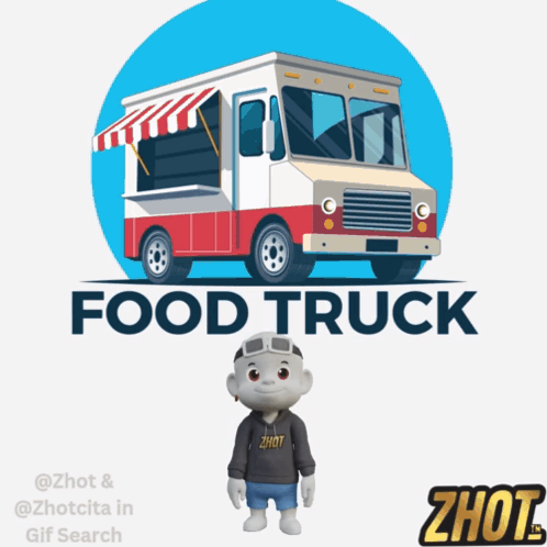 A Cartoon Character Is Standing In Front Of A Food Truck That Says Food Truck GIF