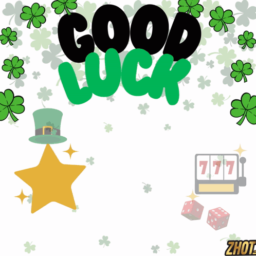A Cartoon Character Is Standing In Front Of A Good Luck Sign GIF