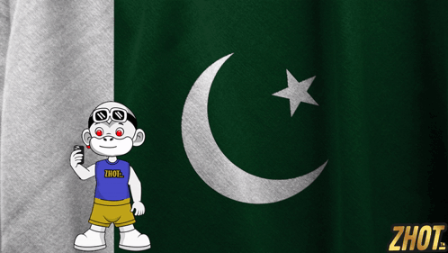 A Cartoon Character Is Standing In Front Of A Green And White Flag GIF
